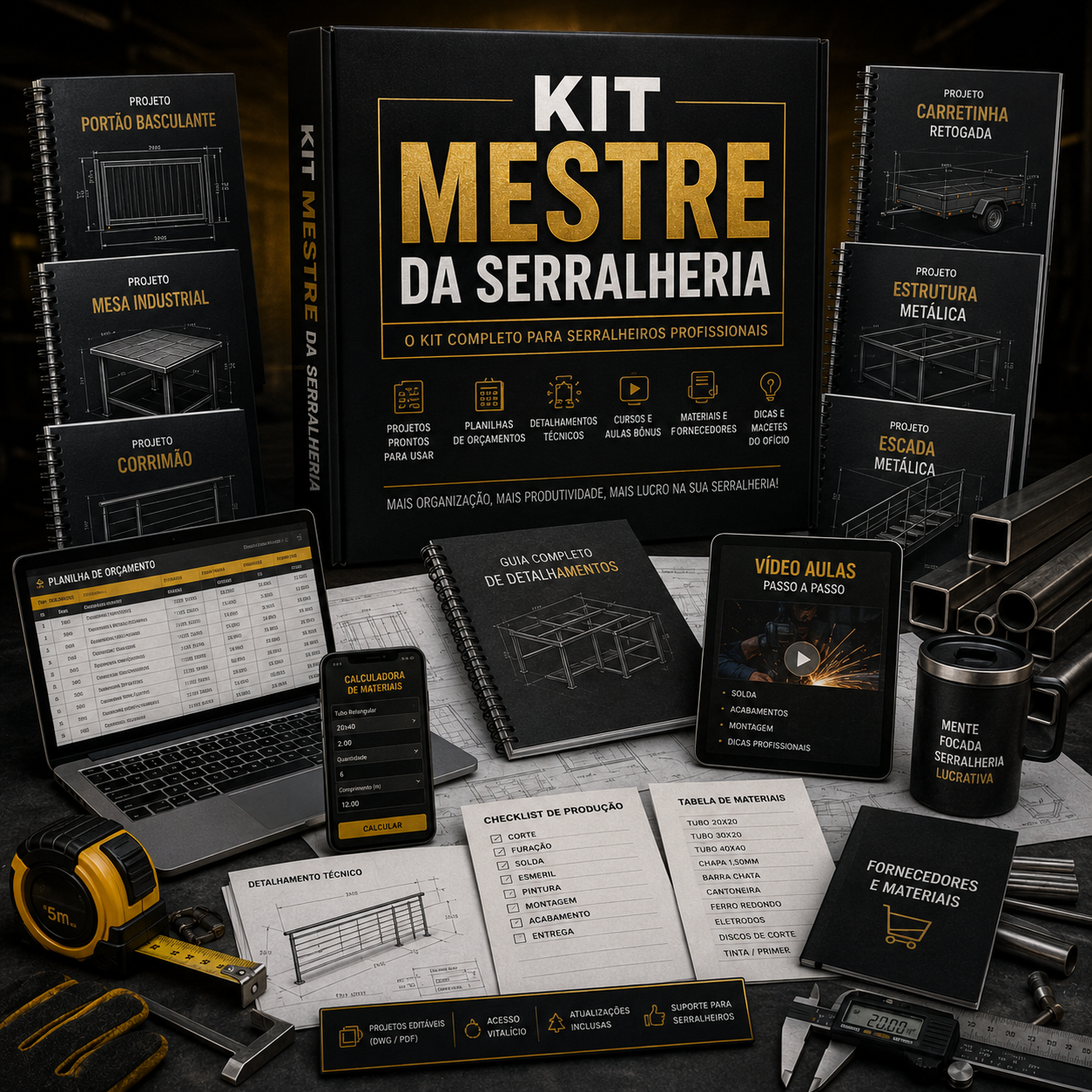 Kit Mestre da Serralheria — projetos, planilhas e detalhamentos técnicos